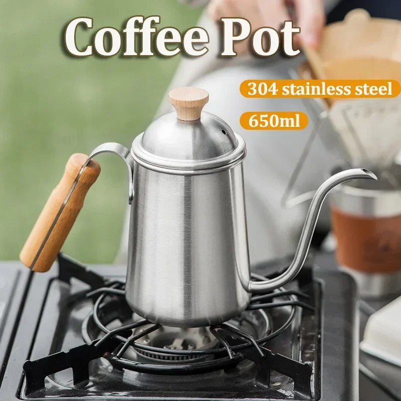 

650ml Gooseneck kettle Hand Brew Turkish Coffee Pot Home Heatable Moka Pot Coffee Dripper Coffeeware Teaware for Outdoor Camping