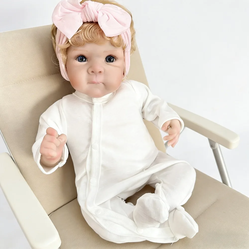 45CM 18인치 베티 리본 베이비돌, 부드러운 몸체의 실제같은 신생아 여자아이 인형, 보이는 핏줄이 있는 수제 아트 인형, 베베스 리본