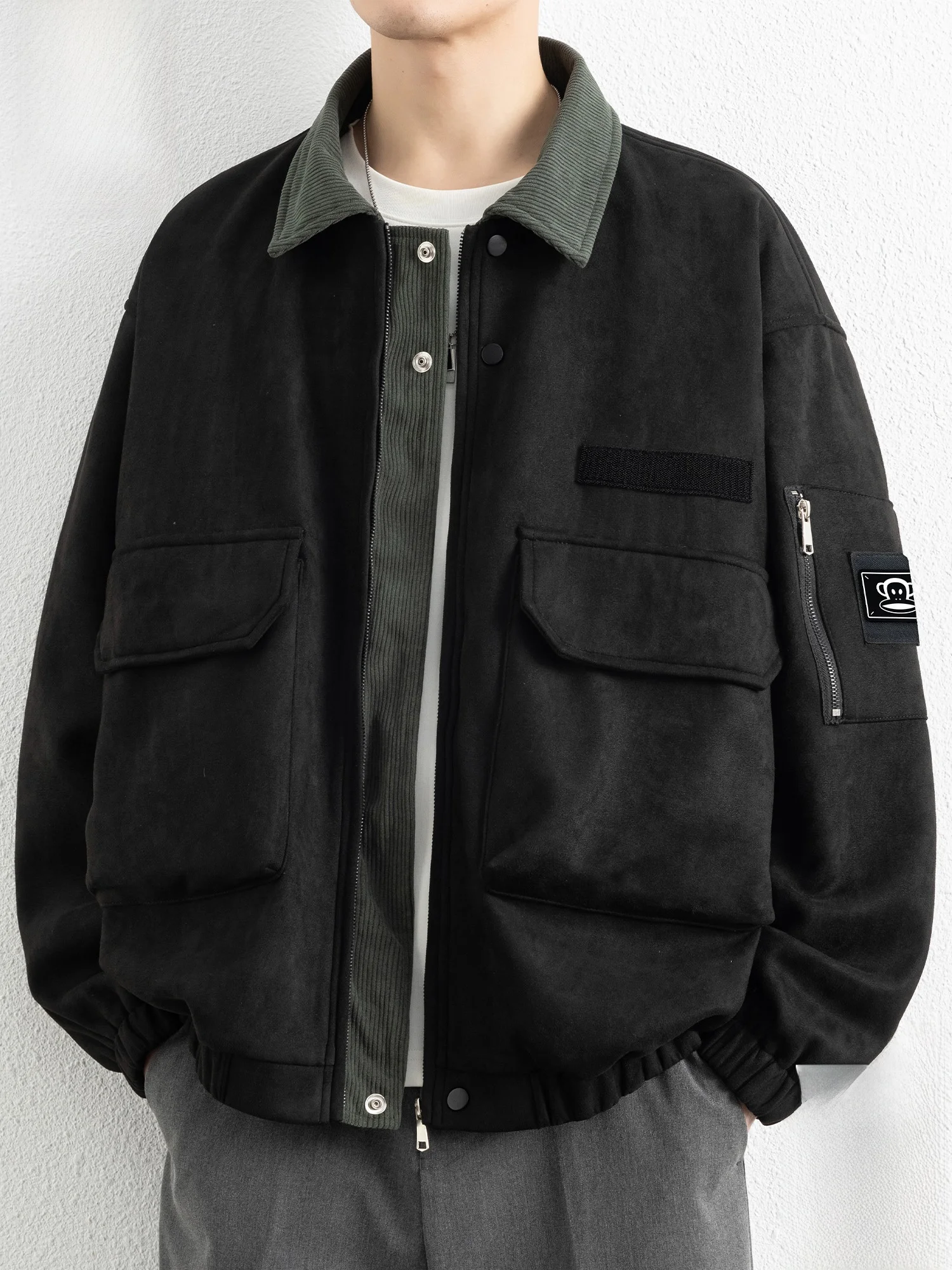 

Мужская зимняя куртка Paul Frank в стиле ретро, повседневная рабочая одежда, свободный крой, с отложным воротником, в стиле колор-блок, молодежная модная верхняя одежда из смесового полиэстера