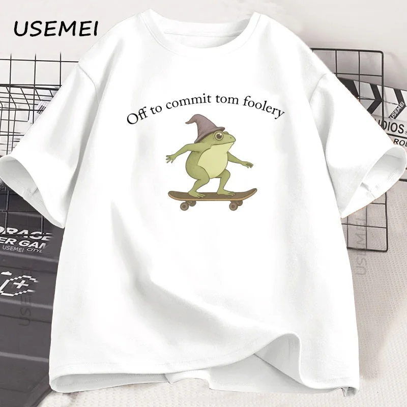 Funny Frog T-Shirt Silly Weirdcore Graphic Tee Printed Cotton Short-sleeve T Shirt Women Men Cool Streetwear Tshirts Clothing