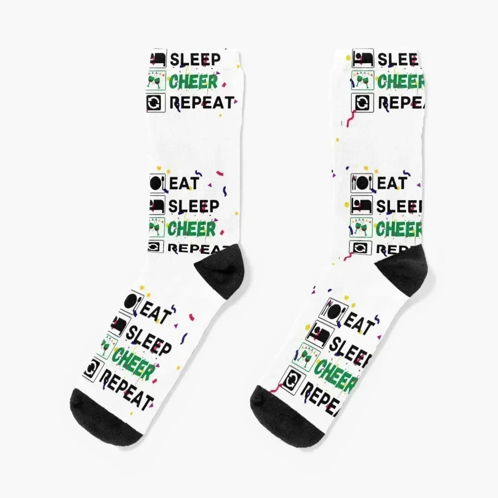 

eat sleep cheer repeat Socks basketball shoes cute with print Woman Socks Men's christmass gift custom cotton Socks Men Women's