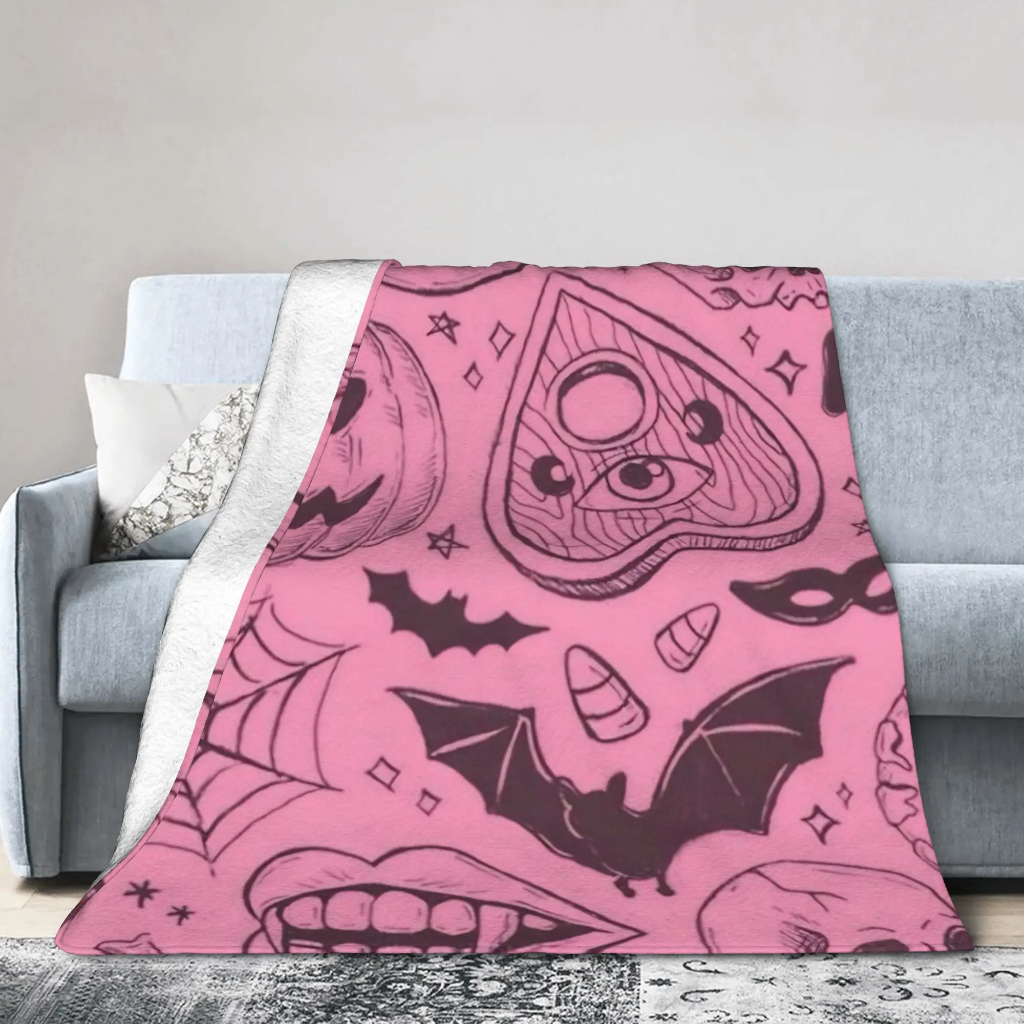 Halloween Gothic Flannel Blanket Victorian Goth Awesome Throw Blanket for  Sofa Bedding Lounge 200x150cm Plush Thin Quilt