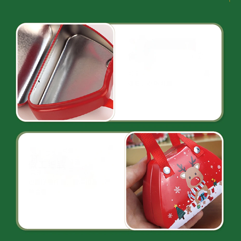 Christmas Tinplate Suitcase Candy Boxes With Handle Handheld Sweets Tins Portable Candies Holder Sugar Storage Container