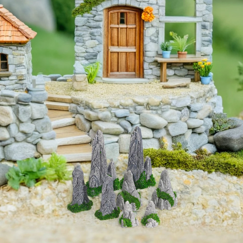

16pcs Micro Landscape Ornament Realistic Design Durable Resin Versatile Usage Home Decor Office Desk Garden Aquarium DIY Tiny