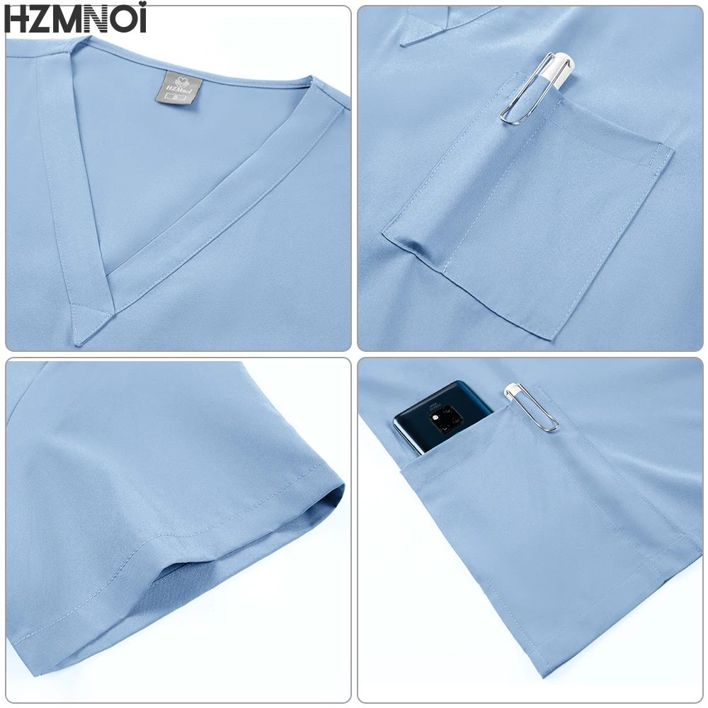Uniformes de gommage d'hôpital extensible infirmière médicale gommages ensembles d'uniformes haut à manches courtes + pantalon pharmacie toilettage pour animaux de compagnie articles de soins infirmiers