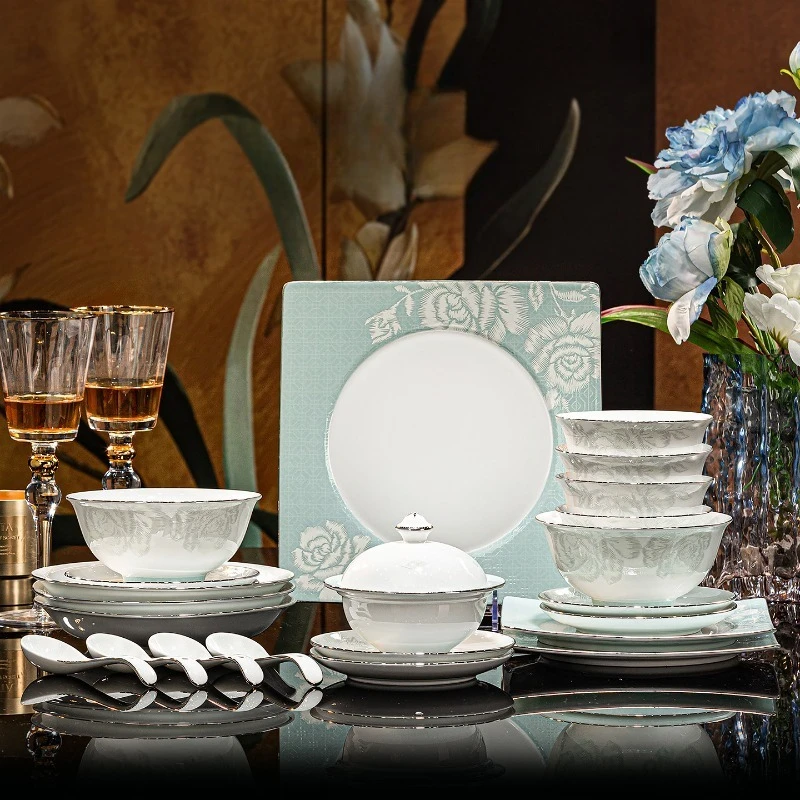 Dishes and dishes set Chinese high-value home new tableware set Dishes and dishes move to a new home