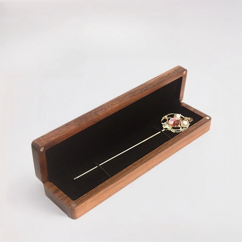 

1pcs Black Walnut Wood Necklace, Jewelry Box, Packaging Box, Simple Hairpin, Stud, Bracelet Packaging, Gift Box, Pen Box
