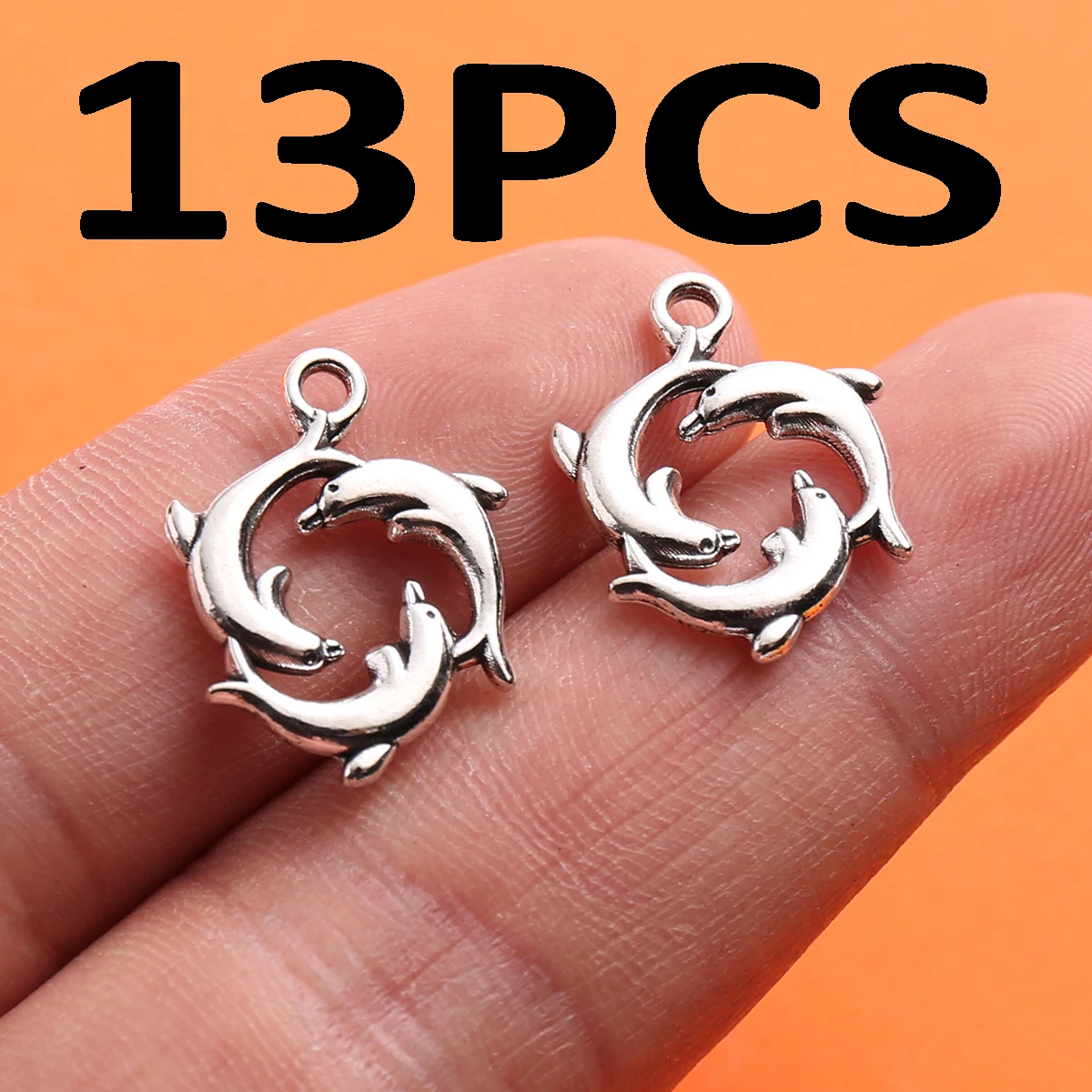 Vintage Fashion Earrings - 13-Piece Set of Circular Double Dolphin