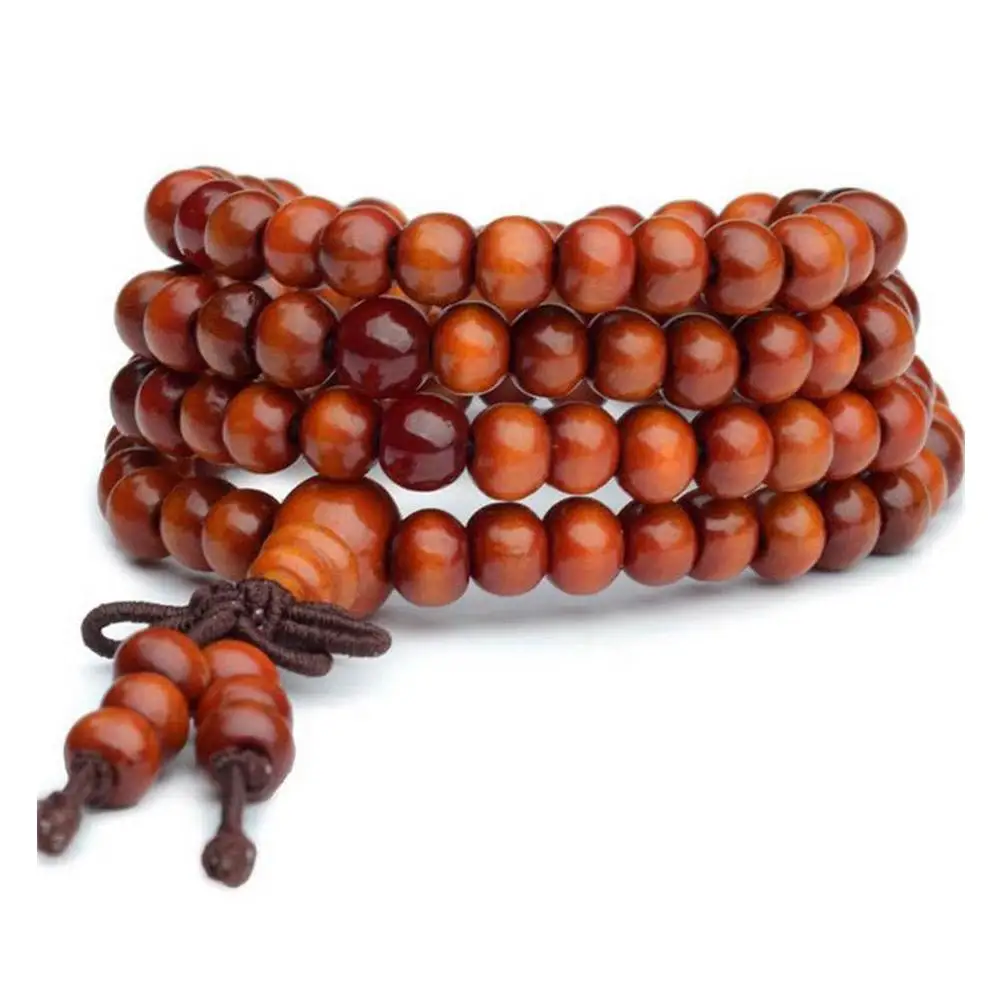 6mm Natural Sandalwood Buddhist Beads Bracelets 108 Buddha Bangles Meditation Prayer Bracelet Wood layer Beaded Men Women B U3A6