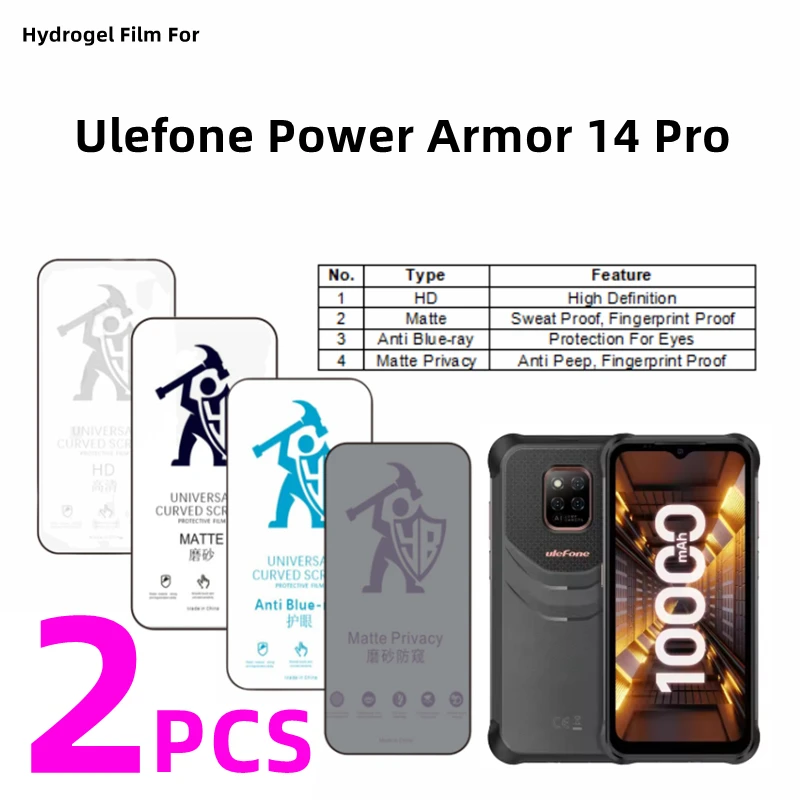 2pcs HD Hydrogel Film For Ulefone Power Armor 14 Pro Matte Screen Protector For Ulefone Power Armor 14 Pro Eye Care Anti Spy