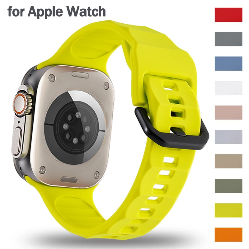 

Soft Silicone Strap for Apple Watch Ultra Band 49mm 45mm 44mm 42mm Rubber Sport Bracelet Correa IWatch Series 8 7 6 SE 4 5 Strap