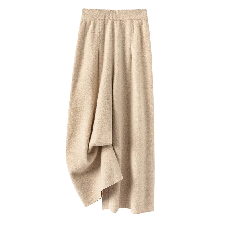 سراويل نسائية محبوكة من الصوف الأسترالي 100% مريحة وفضفاضة بأرجل واسعة ماركة ATTYYWS سراويل نسائية من الصوف بثمانية أرباع رائجة البيع