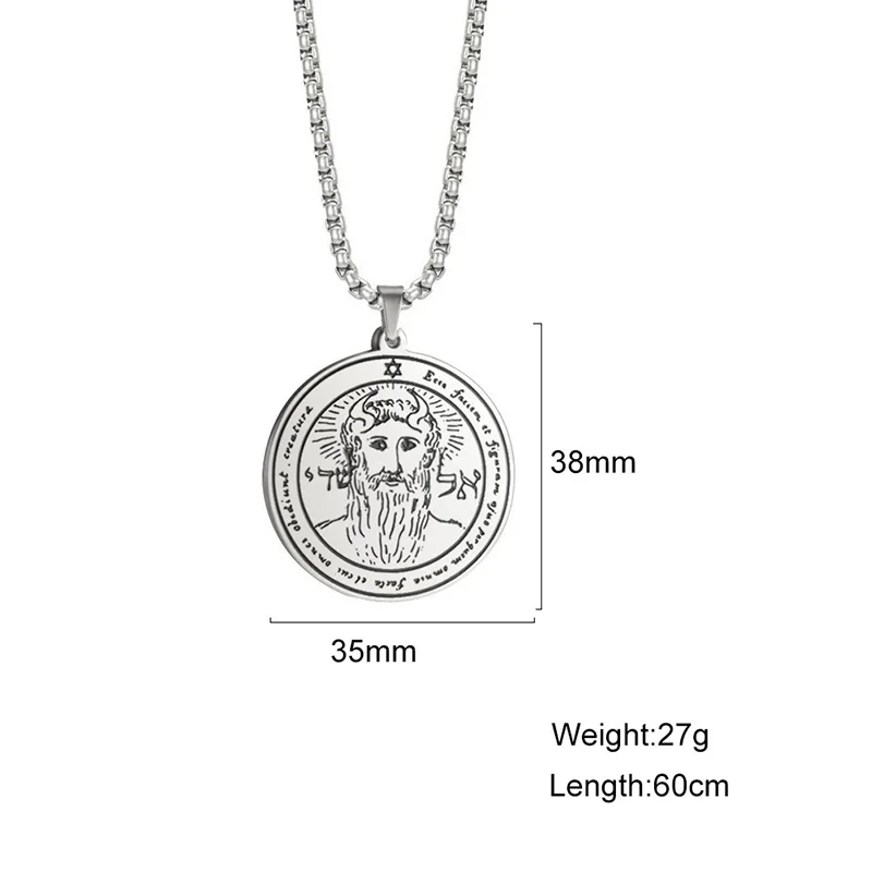 Amaxer Retro The First Pentacle Of  Sun Key with Solomon Seal Pendant Necklace Men Women Religious Jewelry Accessories