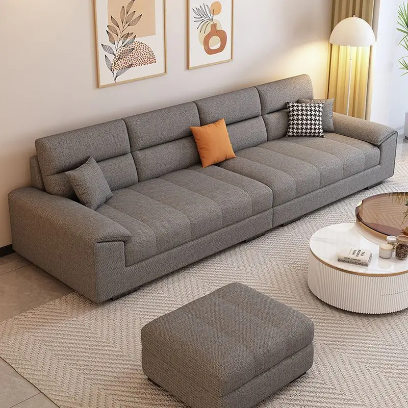 

！@Modern Minimalist Linen Removable Washable L-Shape Sofa Set for Small Apartment/hotel Living Room Cream-style Fabric Sofa