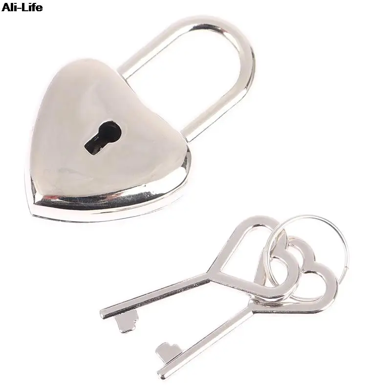 1Set Heart Shape Padlock Mini Luggage Hardware Locks With Key Lock