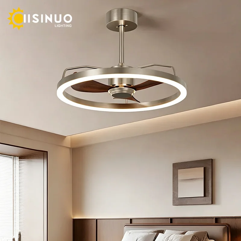 

20" Ceiling Fan with LED Light Flush Mount DC Motor 6-Speed Remote Control Dimming Fan Lamp for Home Kitchen Bedroom Living Room