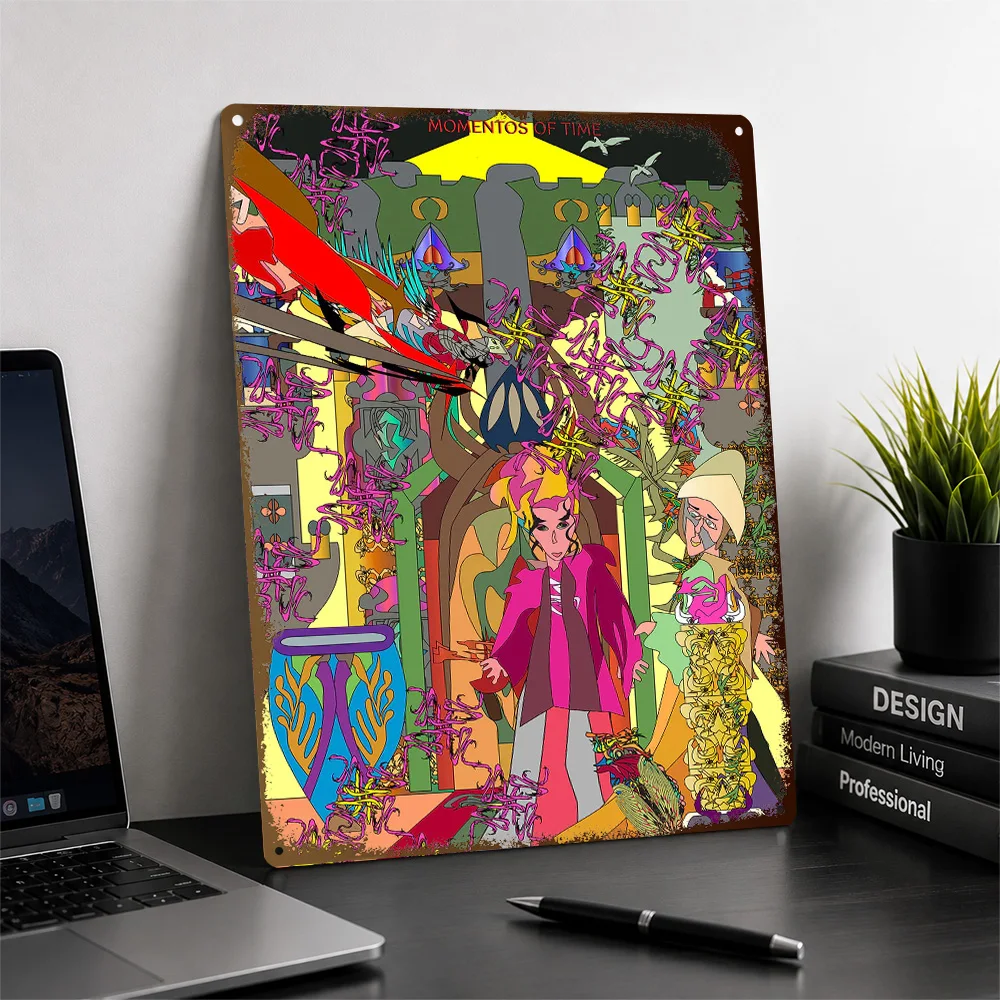 Fantasy Castle Character Tapestry Textured Poster Personalized Aluminum Metal Sign Celestial Glow Style Wall Art Bedroom Decor