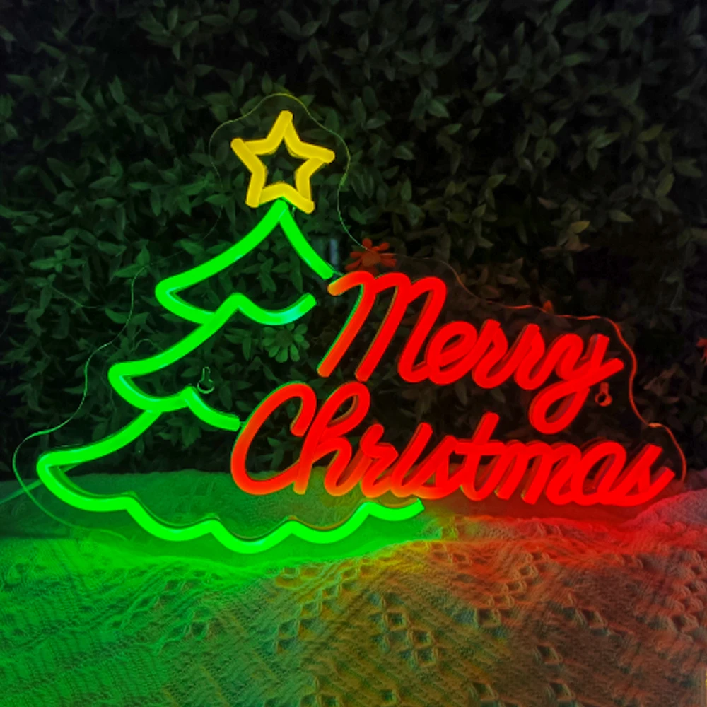 Christmas Tree Neon Sign Dimmable Art Signs Merry Christmas Lights  For Home Bedroom Party Bar Club Lamp Christmas Party Light