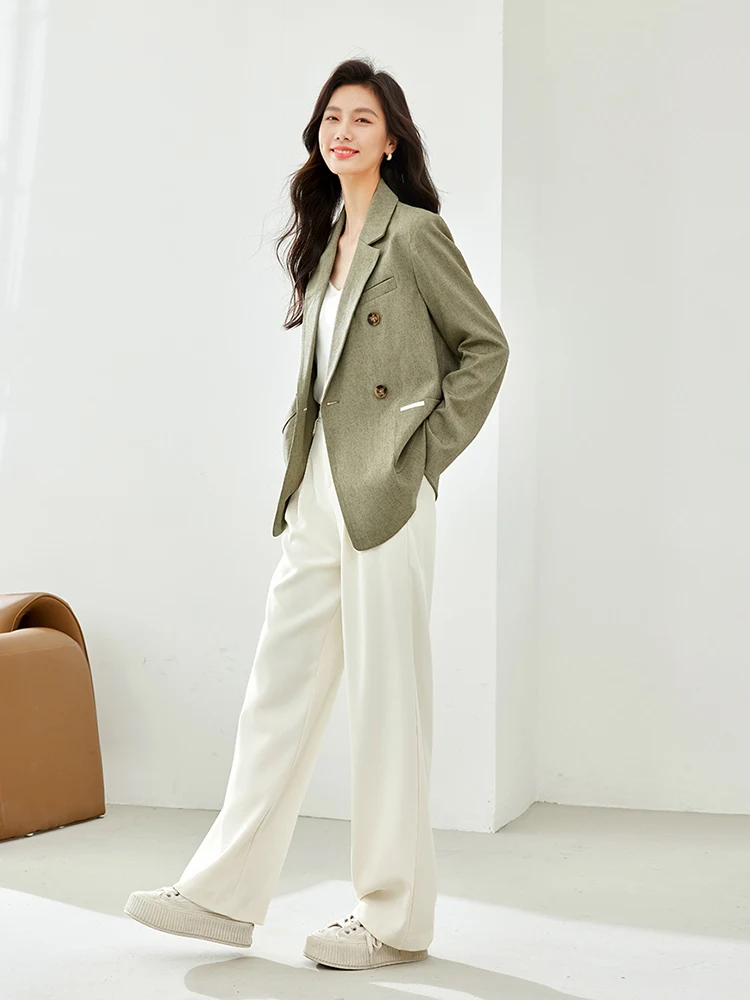 Vimly-Blazer décontracté pour femme, veste élégante, crantée, double boutonnage, manteau de travail, automne, nouveau, V5658, 2023