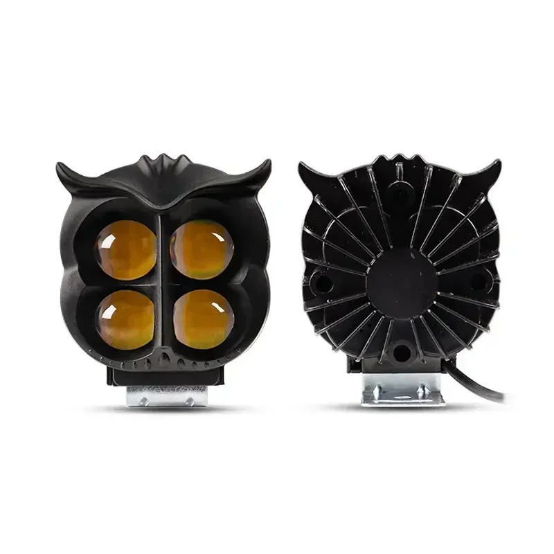 Motorcycle Spotlights Led Lens Headlamps 4 Light Modes Dual Color DRL Running Light Scooter Motorbike Flash Warning Lamp