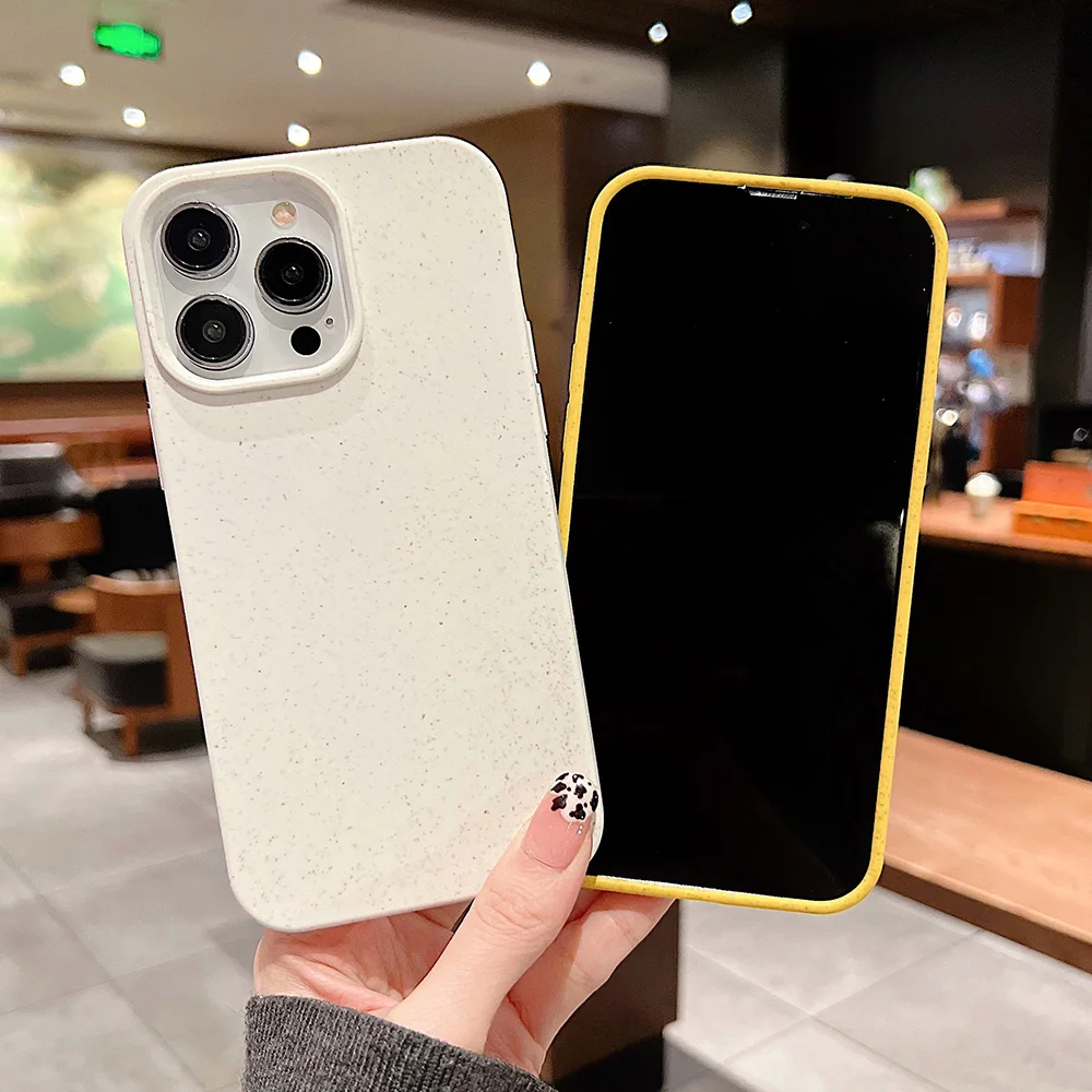 Shockproof Matte Wheat Straw Silicone Phone Case For iPhone 14 12 11 13 15 Pro Max Plus XS Max X XR 7 8 SE Funda Soft Back Cover image 3