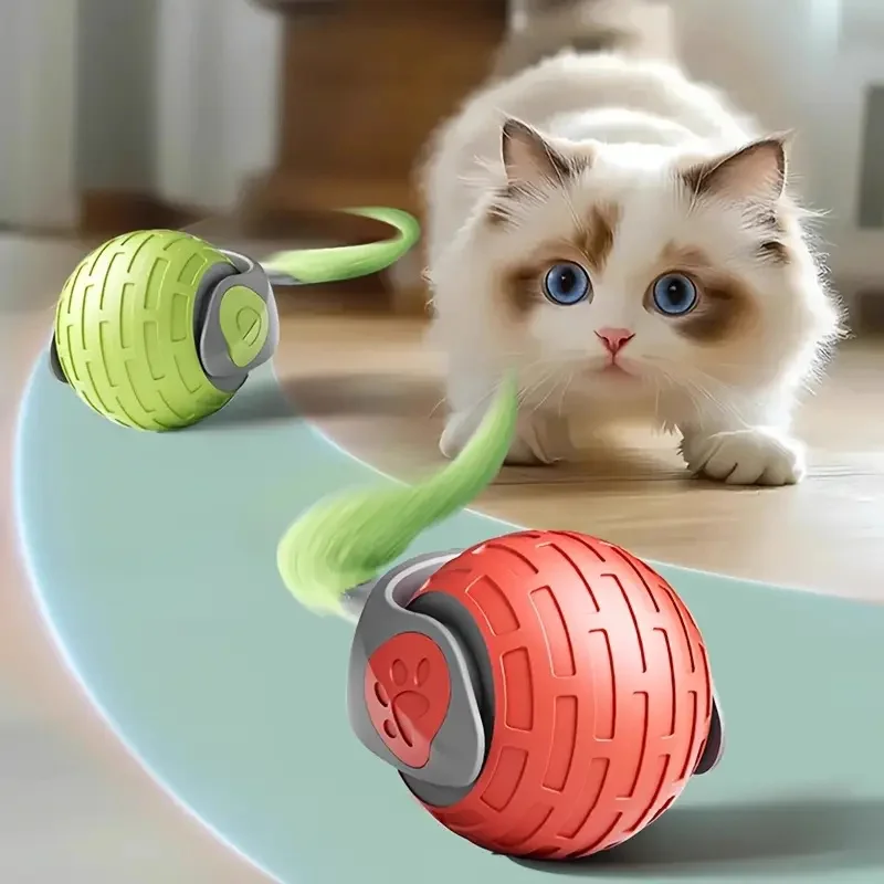 Interactive Smart Cat Ball Toy Automatic Rolling Electric Pet Teaser USB Rechargeable Self-Moving Bouncing Kitten Toy