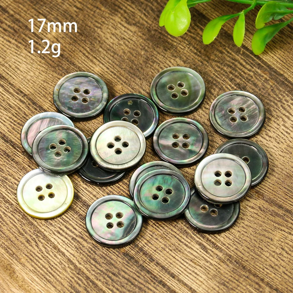 10PCS Natural black Mother of pearl Thin Edge 4 Hole Shirt Knit Sweater Sewing Scrapbook Accessories Clothing Decoration