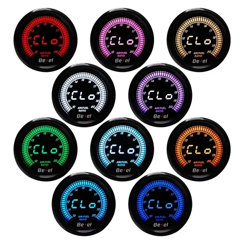 Tacómetro de vacío de voltios, temperatura del agua, temperatura del aceite, relación de combustible y aire EGT, medidor de presión de aceite, medidor de coche de 10 colores, 52mm
