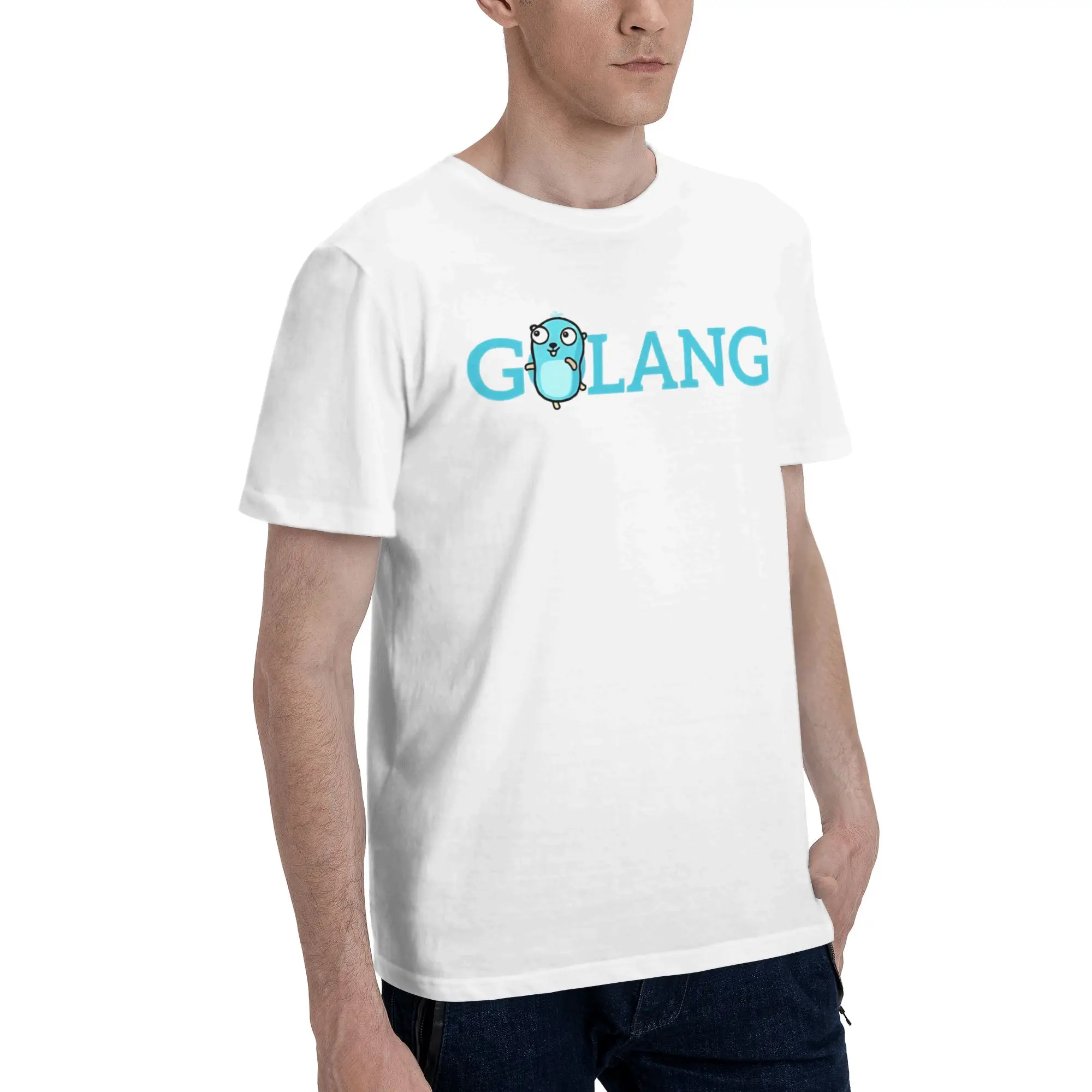 golang gopher  Merch Men Women T Shirts Cotton Tee Printed  T-shirt Clothing
