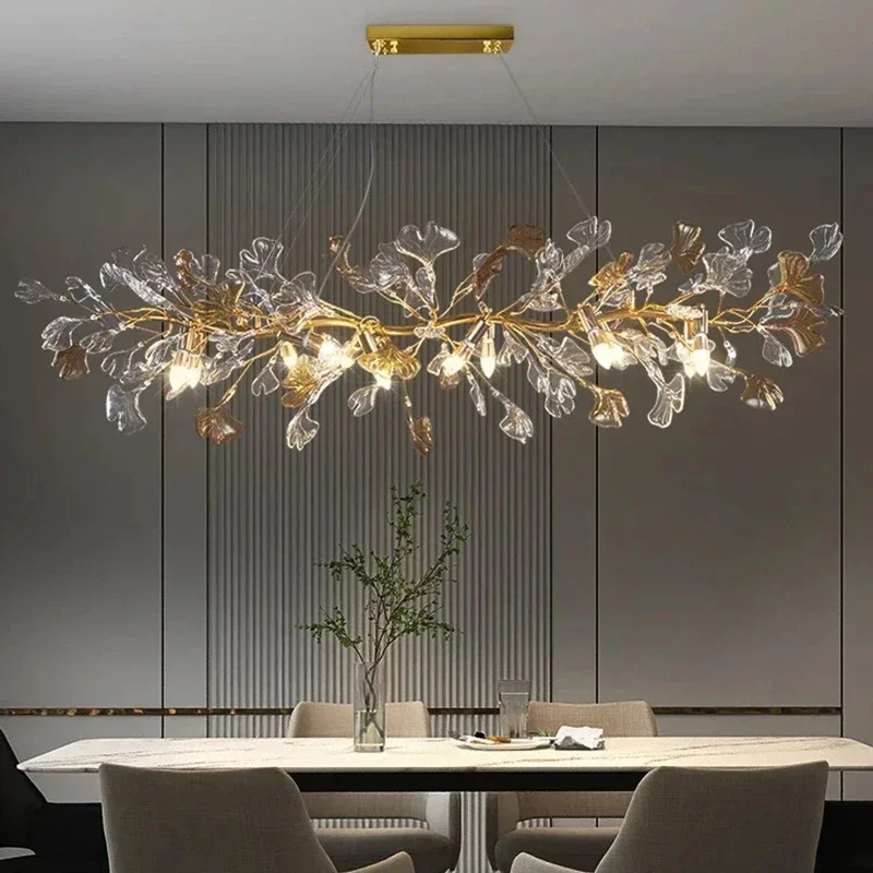 

Creative colored crystal chandelier living dining room Bedroom restaurant Indoor decoration Luxury glass leaf ceiling chandelier