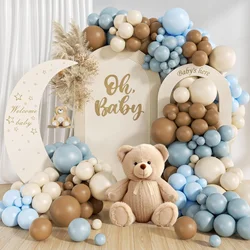 117pcs Sand White Dusty Blue Balloon Garland Blue Brown Balloon Arch for Birthday Baby Shower Boy Gender Reveal Party Decoration