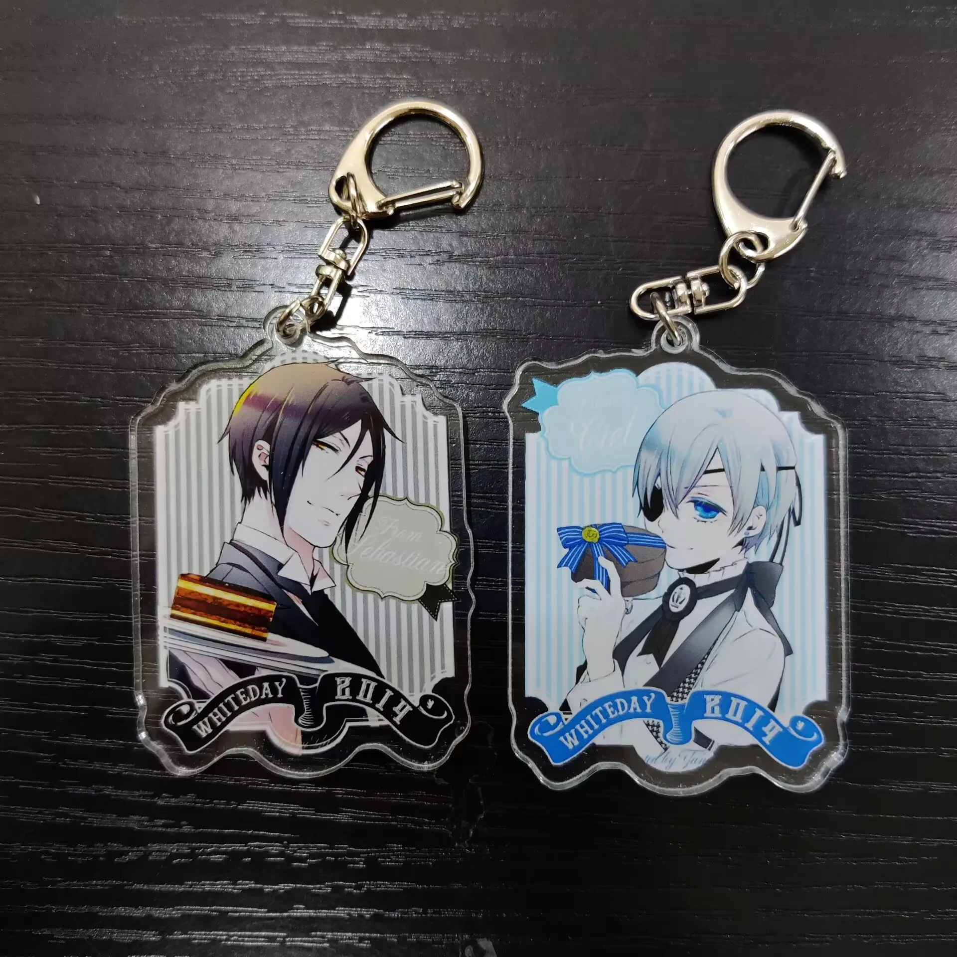 6CM Cartoon Black Butler Anime Figures Grelle Sutcliff Undertaker Ciel Phantomhive Cosplay Acrylic Key Chains Bag Pendant Decor