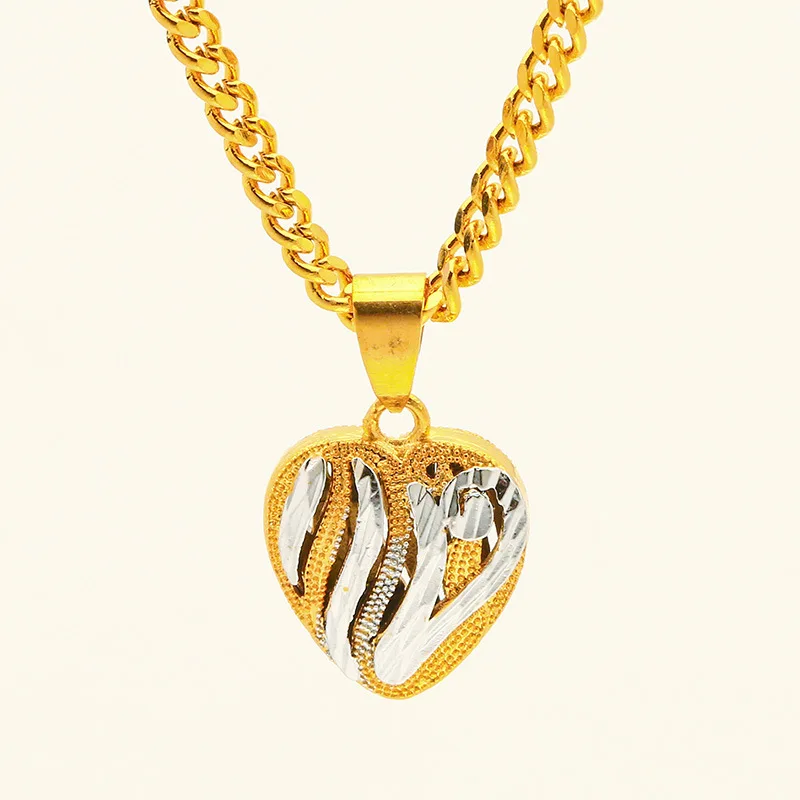 قلادة مجوفة على شكل قلب للسيدات من الذهب عيار 24 قيراط AU999 - حرفة مجوفة ممتازة، قلب خالد، حياة للنساء الشابات