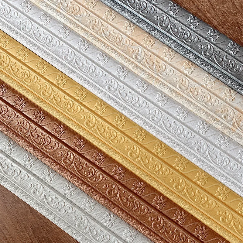 Self-adhesive Skirting Decor Line Home Wall Anticollision Molding Line 3D Carving Wall Sticker Corner Line Wall Trim Edge Strip