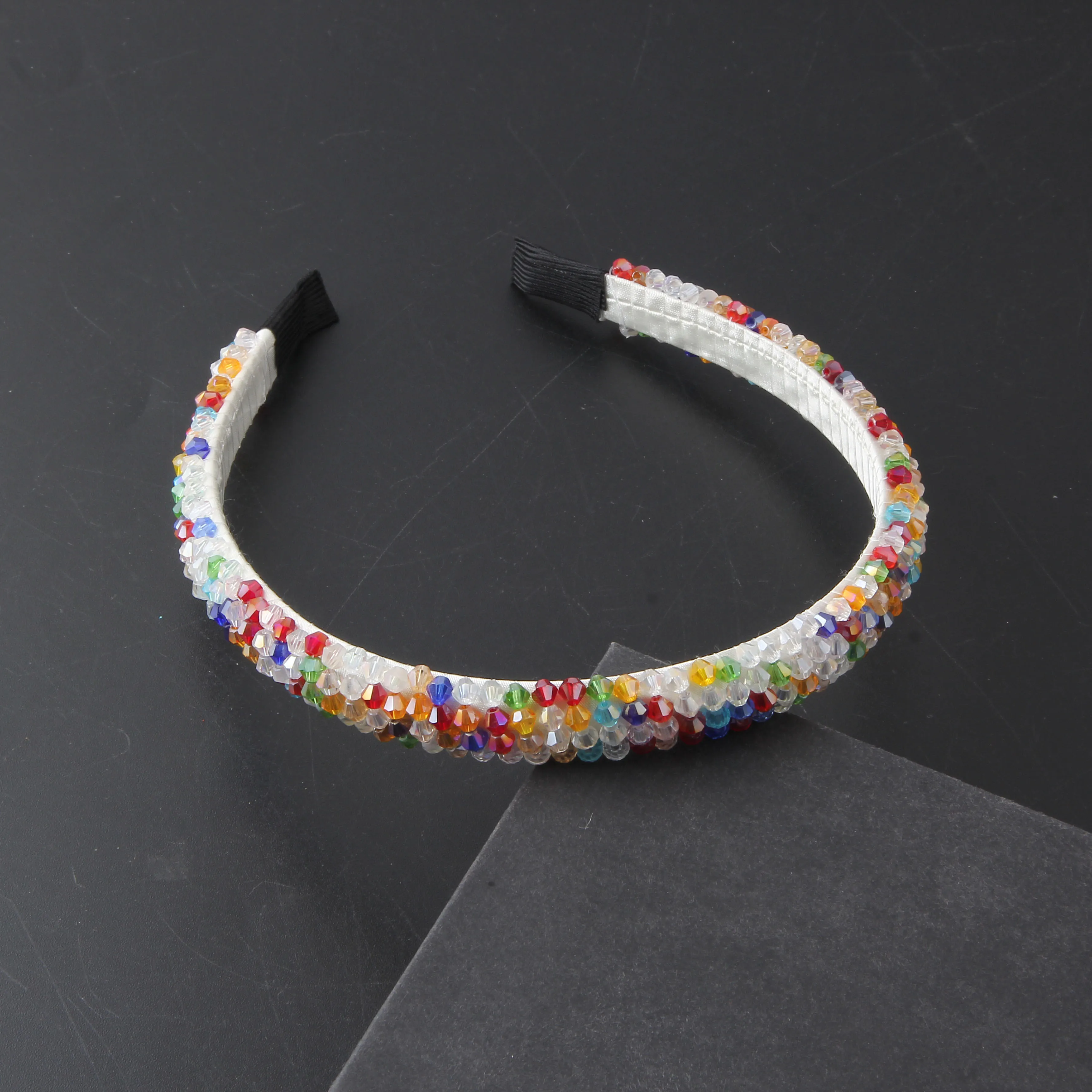 Hot Selling Korean Version Rhinestone Headband Hand-woven Beaded Headband Sponge Elastic Headband Women's Hair Accessories 888