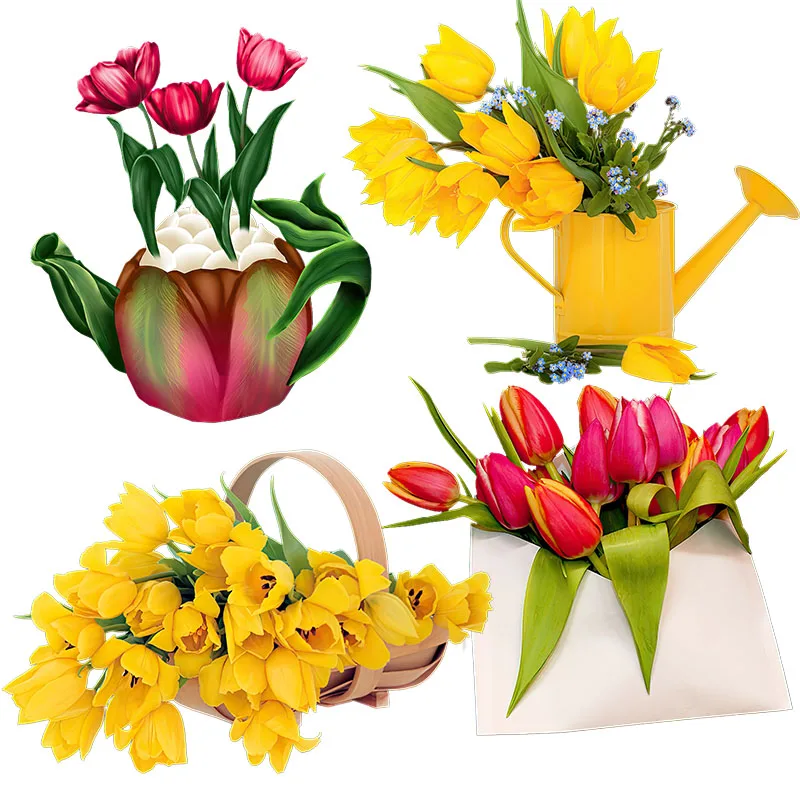Three Ratels QCF102 Beautiful tulip bouquet room decoration wall decal toilet Decal