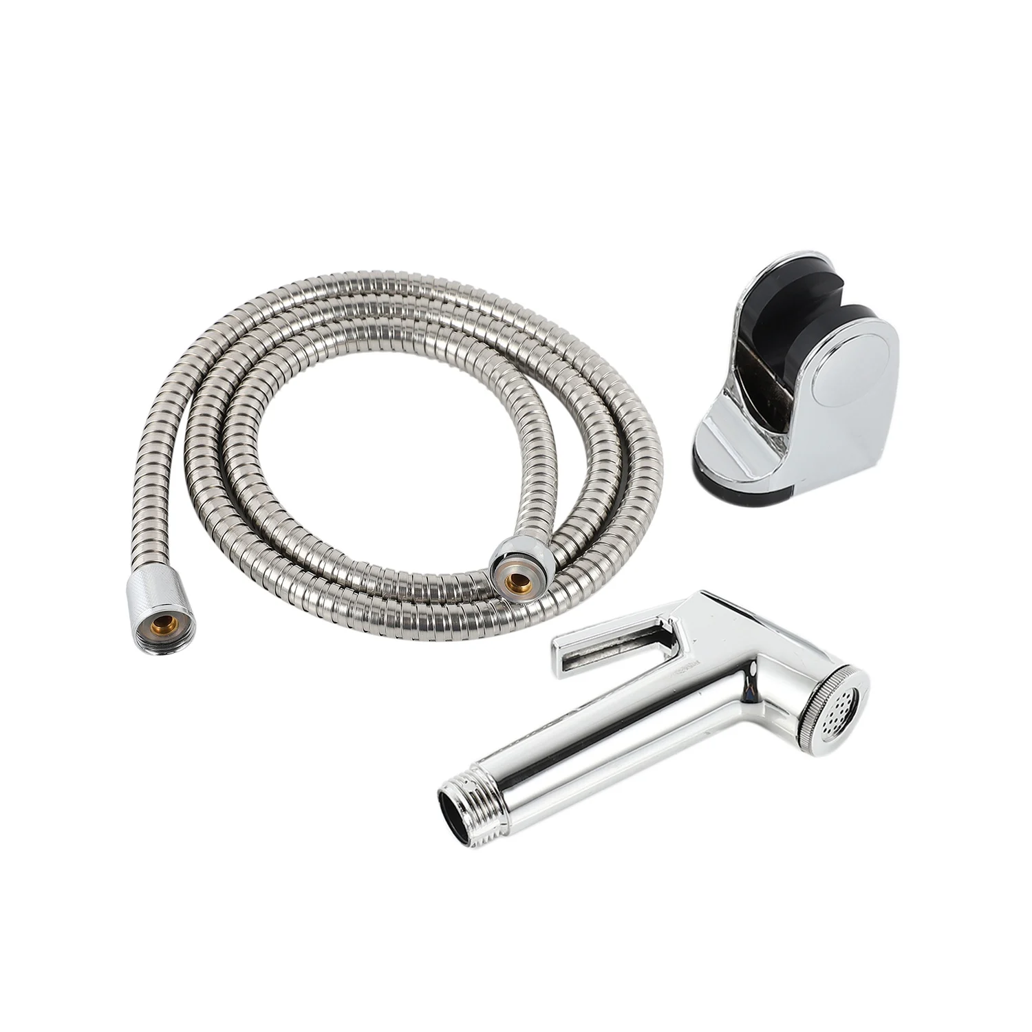 AEE3-Toilet Bidet Tap Set Handheld Shower Head Water Sprayer Bathroom Seat Nozzle Attachment+Hose+Wall Mount Rack Holder