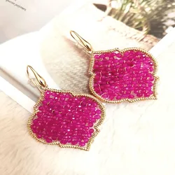 Women's earrings 2024 trend beaded Fashion Crystal Beads jewelry hanging Stainless SteelGold plated Earings new in For Woman