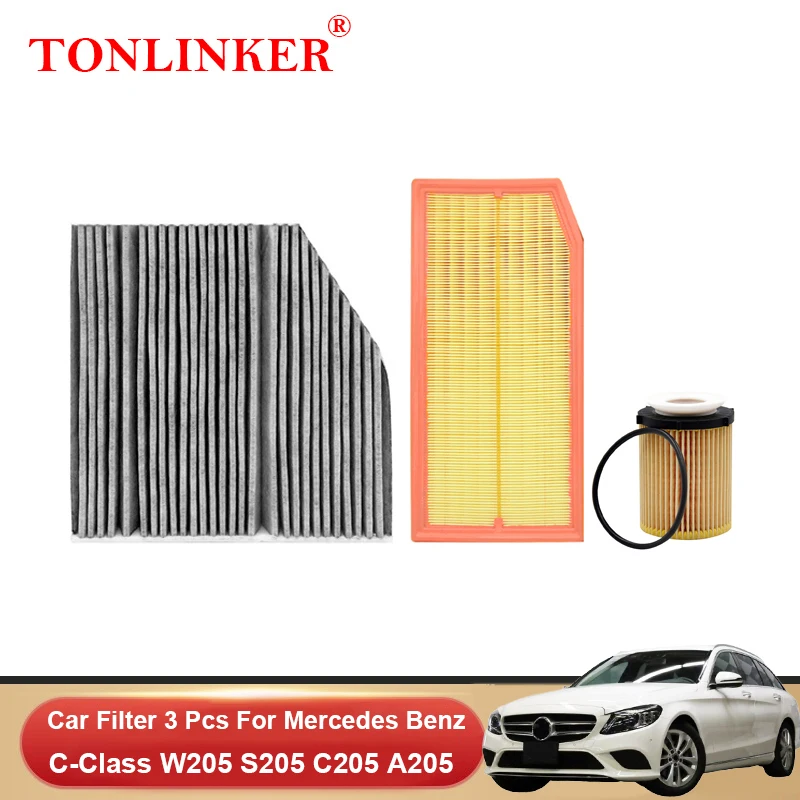 

TONLINKER Cabin Air Filter Oil Filter For Mercedes Benz C Class W205 S205 C205 A205 2018-2021 C180 C200 C300 C300e C43 C63 AMG