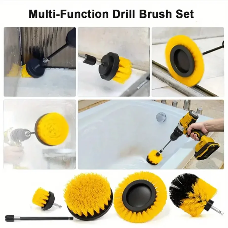 5/7pcs Electric Brush Attachment Set Power Drill Scrub Brush Wash Clean Tool With For Cleaning Car Washing Grout Carpet Floor