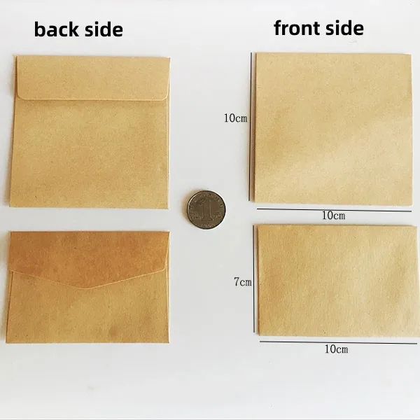 クラフト紙のミニ封筒,小さな折りたたみ紙の封筒,クリエイティブな文字,ギフトカードのカバー