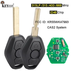 KEYECU  315/433/315LP/868MHz ID7944 Chip CAS2 System KR55WK47993 Remote Key for BMW  Key 5 series E46 E60 E83 E53 E36 E38 E39