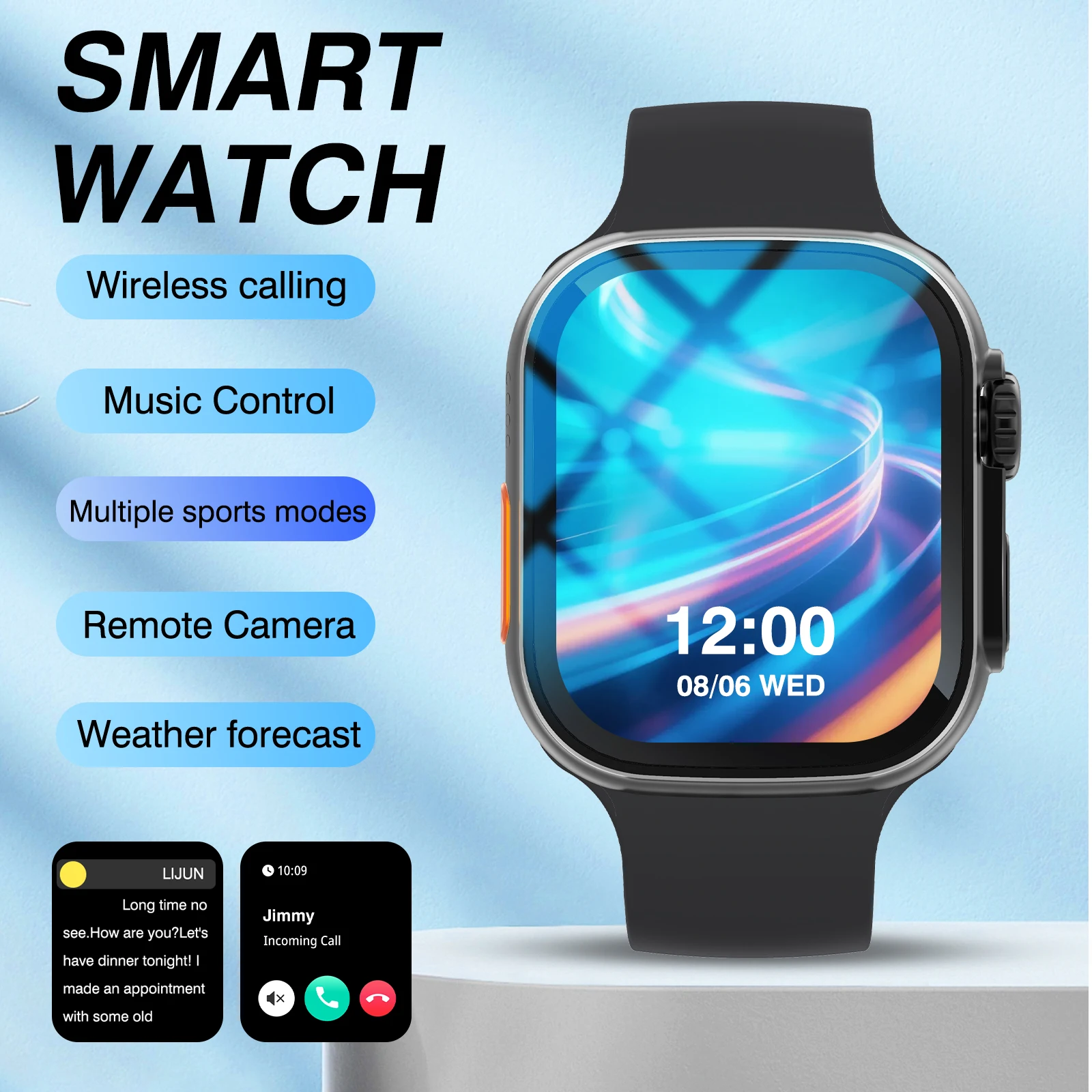 

Fashionable New Full-screen Touch Smartwatch, A Convenient Daily Assistant with Wireless Calling, Phone Answering and Dialing