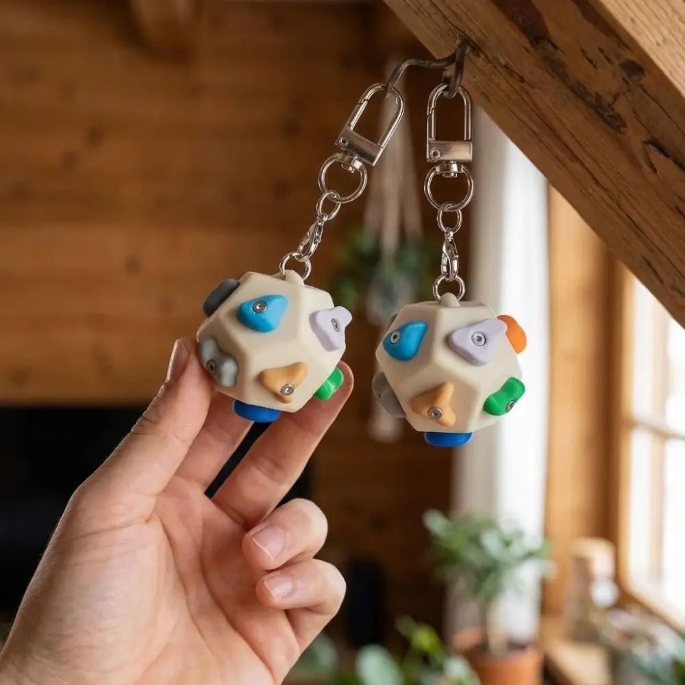 3D Printed Mini Climbing Hold Keychain Detachable Boulder Realistic Dodecahedron Boulder Block Charm Colorful Handmade