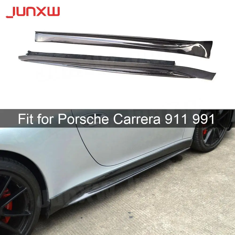 

Carbon Fiber Side Skirts Aprons fit for Porsche 911 991 GT3 Carrera 2012 2013 2014 2015 V Style Door Bumper Guard Car Styling