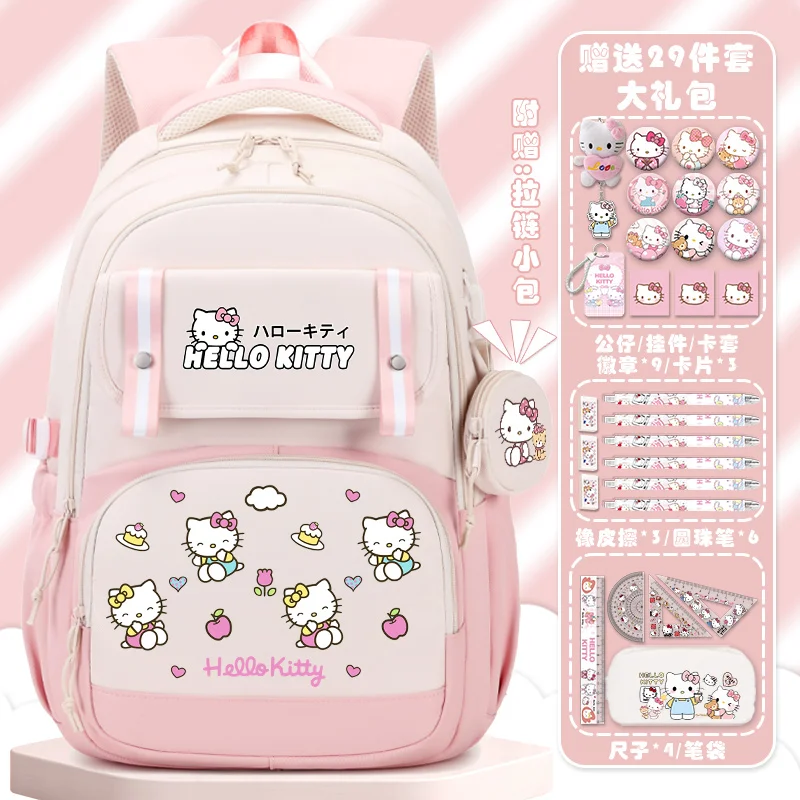 Новый школьный портфель Sanrio Hello Kitty с мультипликационным рисунком, детский Легкий Повседневный Рюкзак