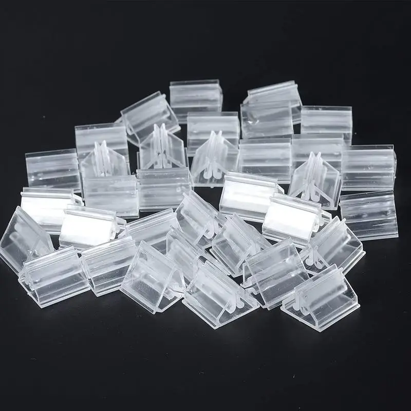 Mini Transparent Plastic Table Sign Stands 50/100Pcs Reusable Name Card Holders for Holiday Wedding Party Decor