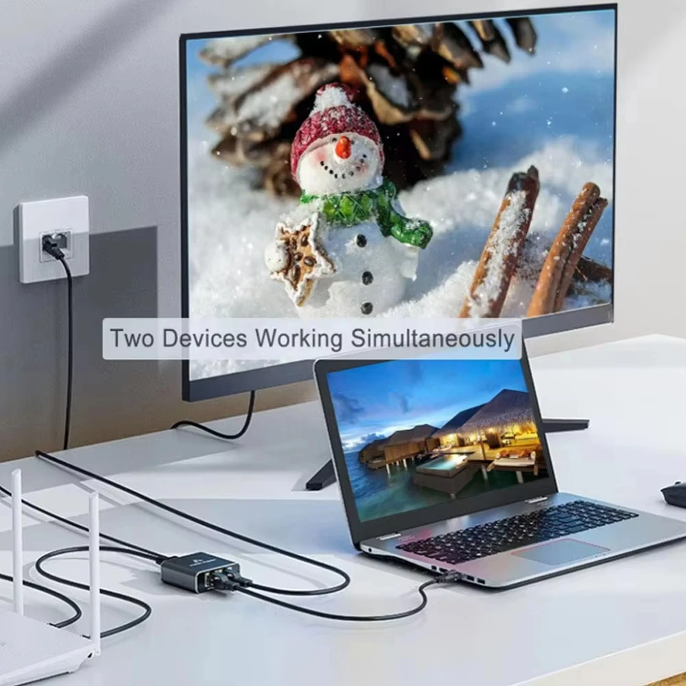 Netzwerk-Splitter 1000 Mbit/s Hub 1 auf 2 RJ45-Adapter Gigabit-Konverter Internet Ethernet 8P8C Set-Top-Extender-Steckerverlängerung ﻿