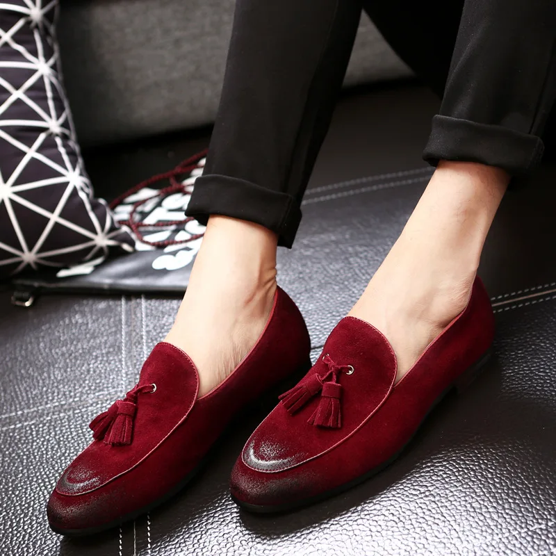 Men Casual Shoes Breathable Leather Loafers Business Office Shoes For Men Driving Moccasins Comfortable Slip On Tassel Shoe