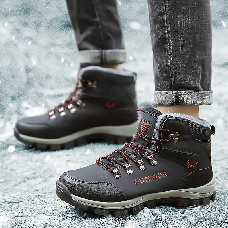 أحذية قطنية دافئة عالية الجودة للتسلق والمشي لمسافات طويلة في الهواء الطلق مريحة للتنفس شبكة مبطنة نعل خارجي مطاطي Caminhadas الرحلات